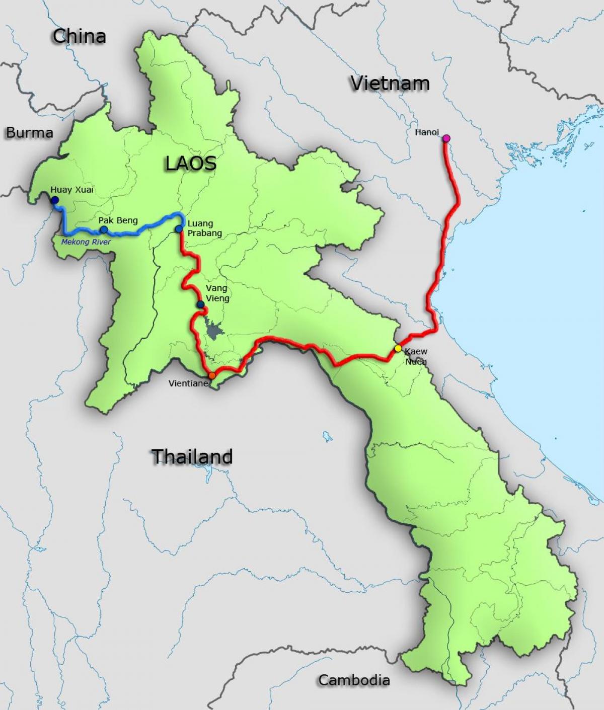 mekongi jõgi, laos kaardil