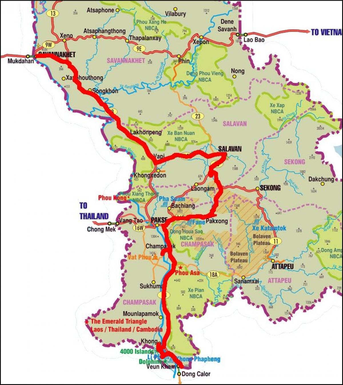 Kaart savannakhet laos