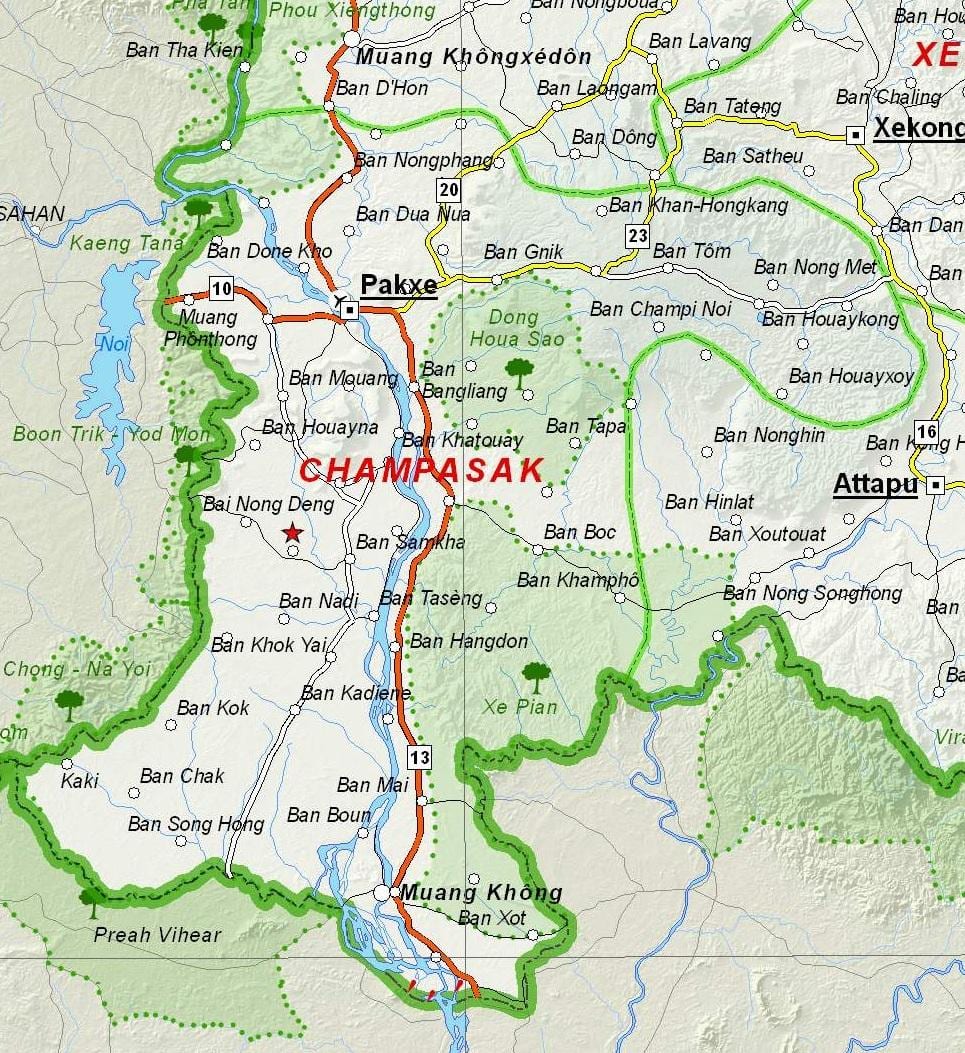 Kaart champasak laos