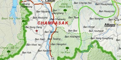 Kaart champasak laos