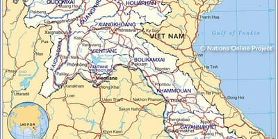 Kaart laos ja seda ümbritsevad riigid