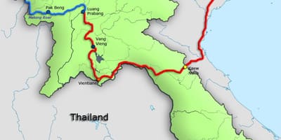 Mekongi jõgi, laos kaardil